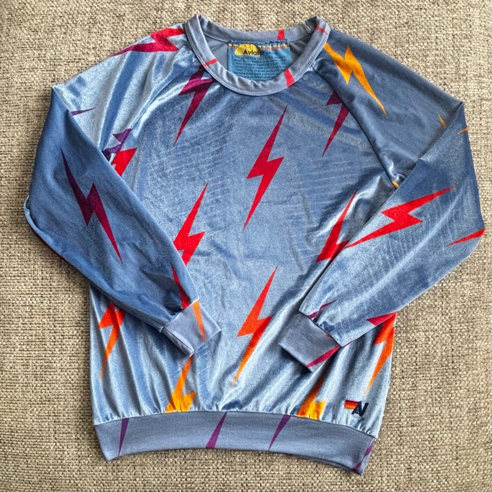 Aviator Nation Blue Lightning Bolt Sweater